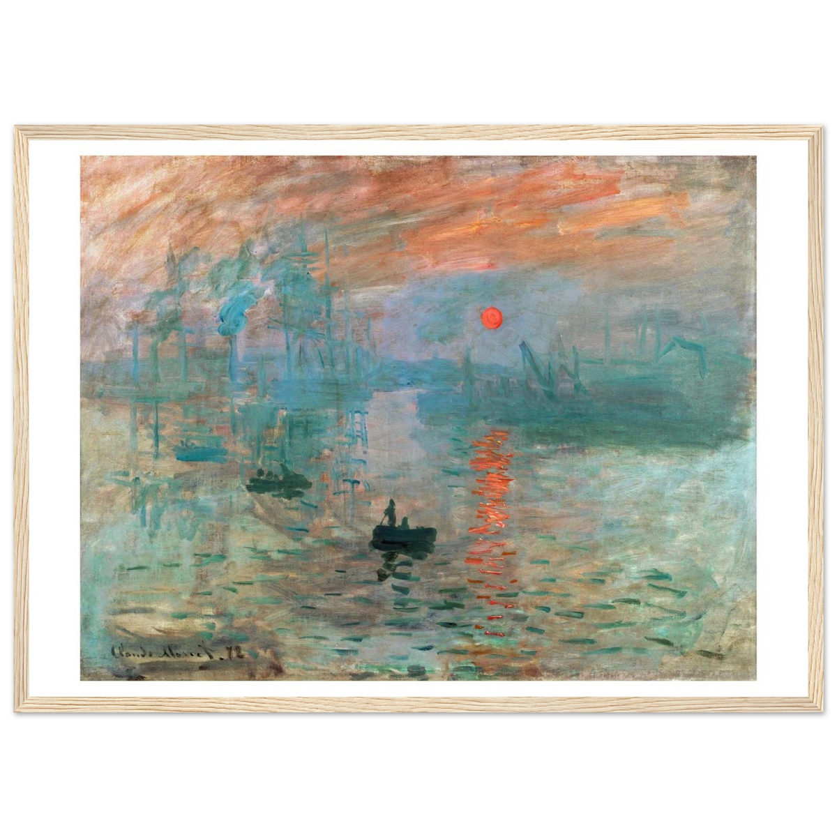 Tableau Impression, soleil levant — Claude Monet, tirage cadre bois | INKONAL