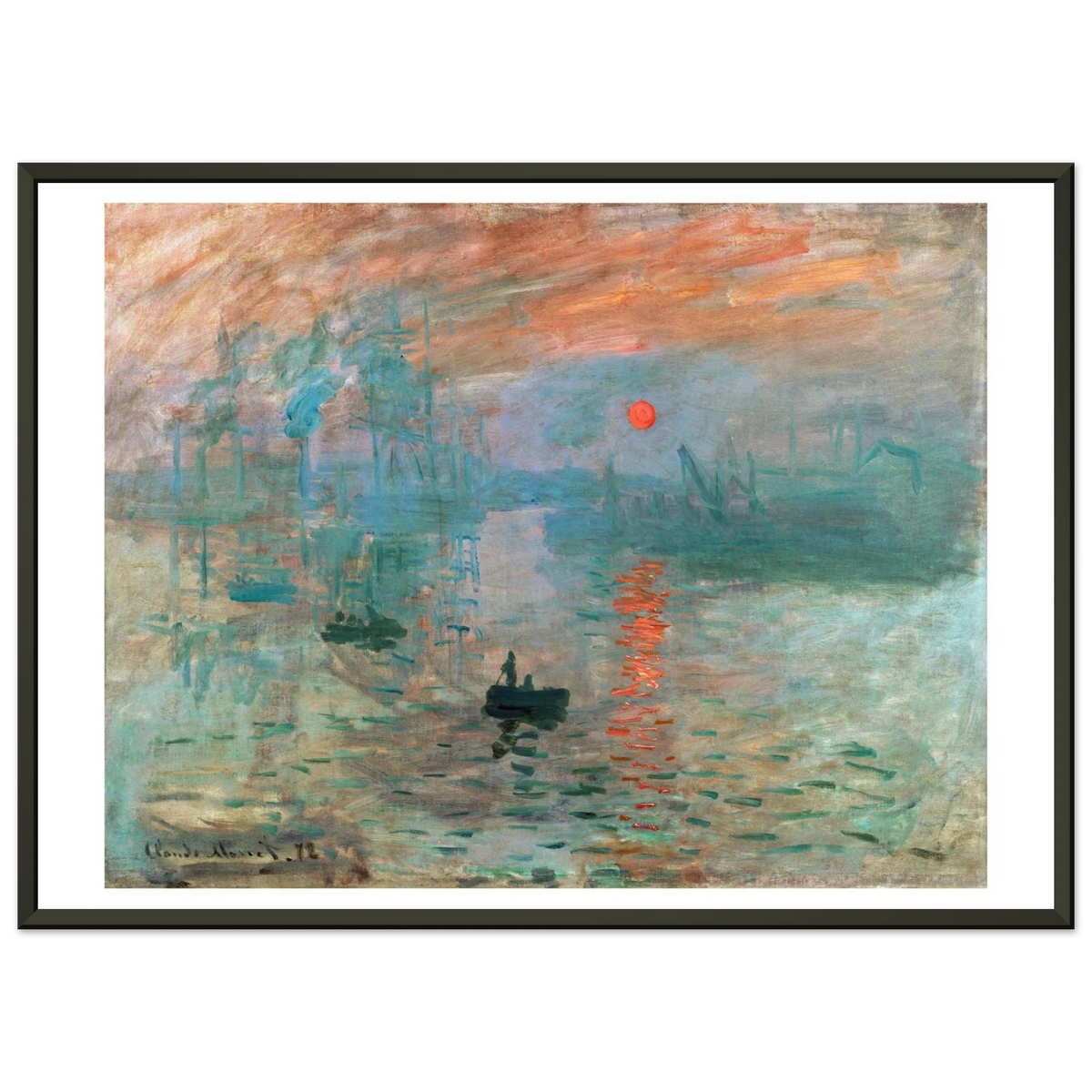 Tableau Impression, soleil levant — Claude Monet, tirage cadre noir | INKONAL