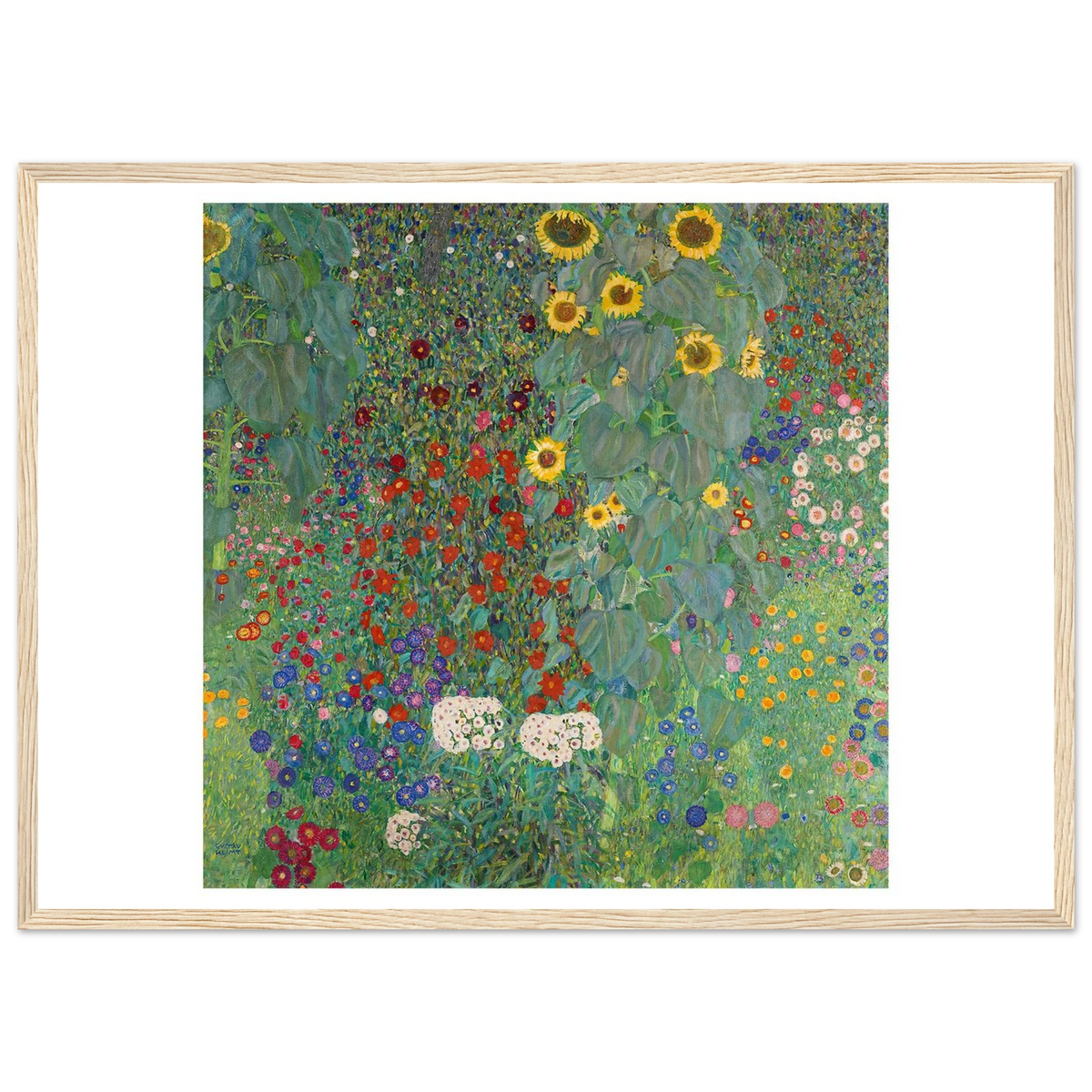 Tableau Jardin de campagne aux tournesols — Gustav Klimt, tirage encadré cadre bois | INKONAL