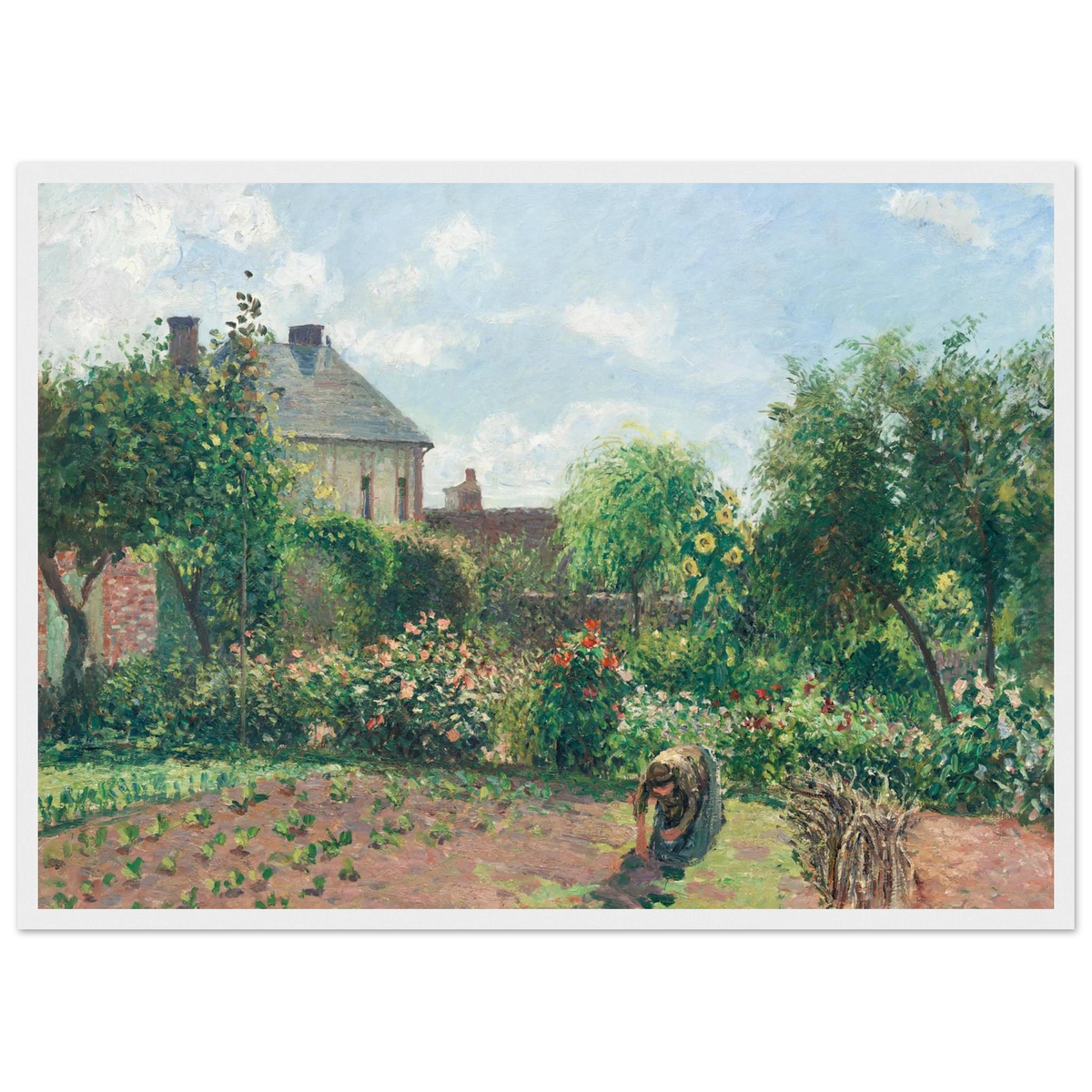 Tableau Jardin de l'artiste à Éragny — Camille Pissarro, tirage cadre blanc | INKONAL