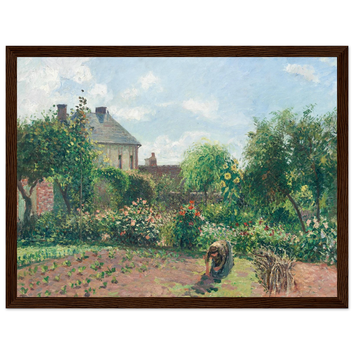 Tableau Jardin de l'artiste à Éragny — Camille Pissarro, tirage cadre bois foncé | INKONAL