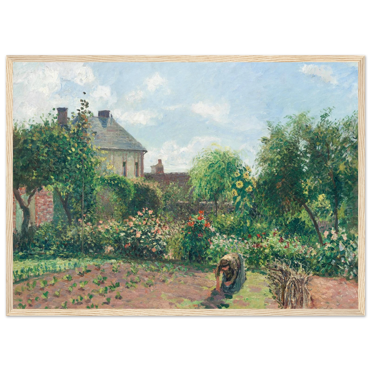 Tableau Jardin de l'artiste à Éragny — Camille Pissarro, tirage cadre bois | INKONAL