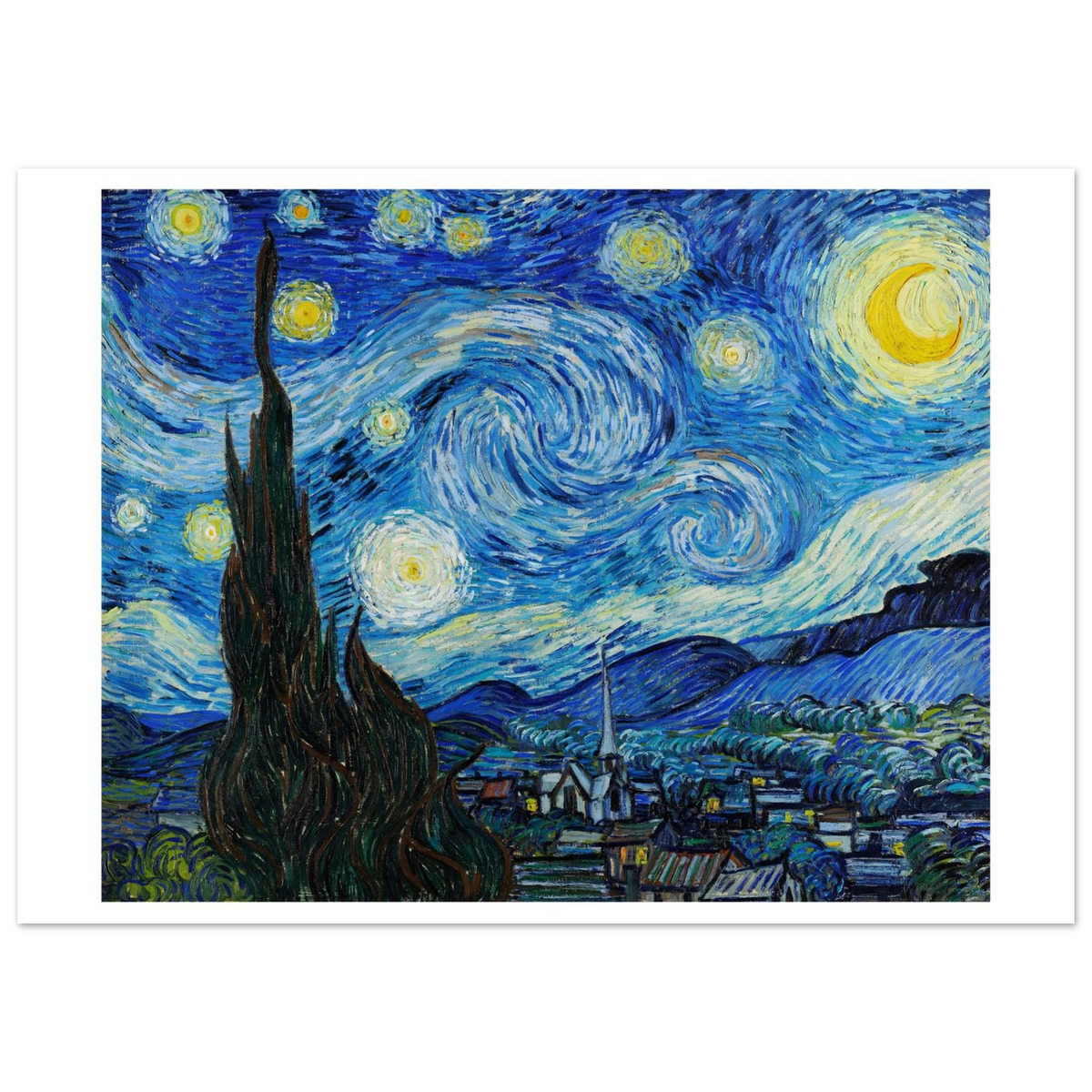 Tableau La Nuit étoilée — Vincent van Gogh, tirage sans cadre | INKONAL
