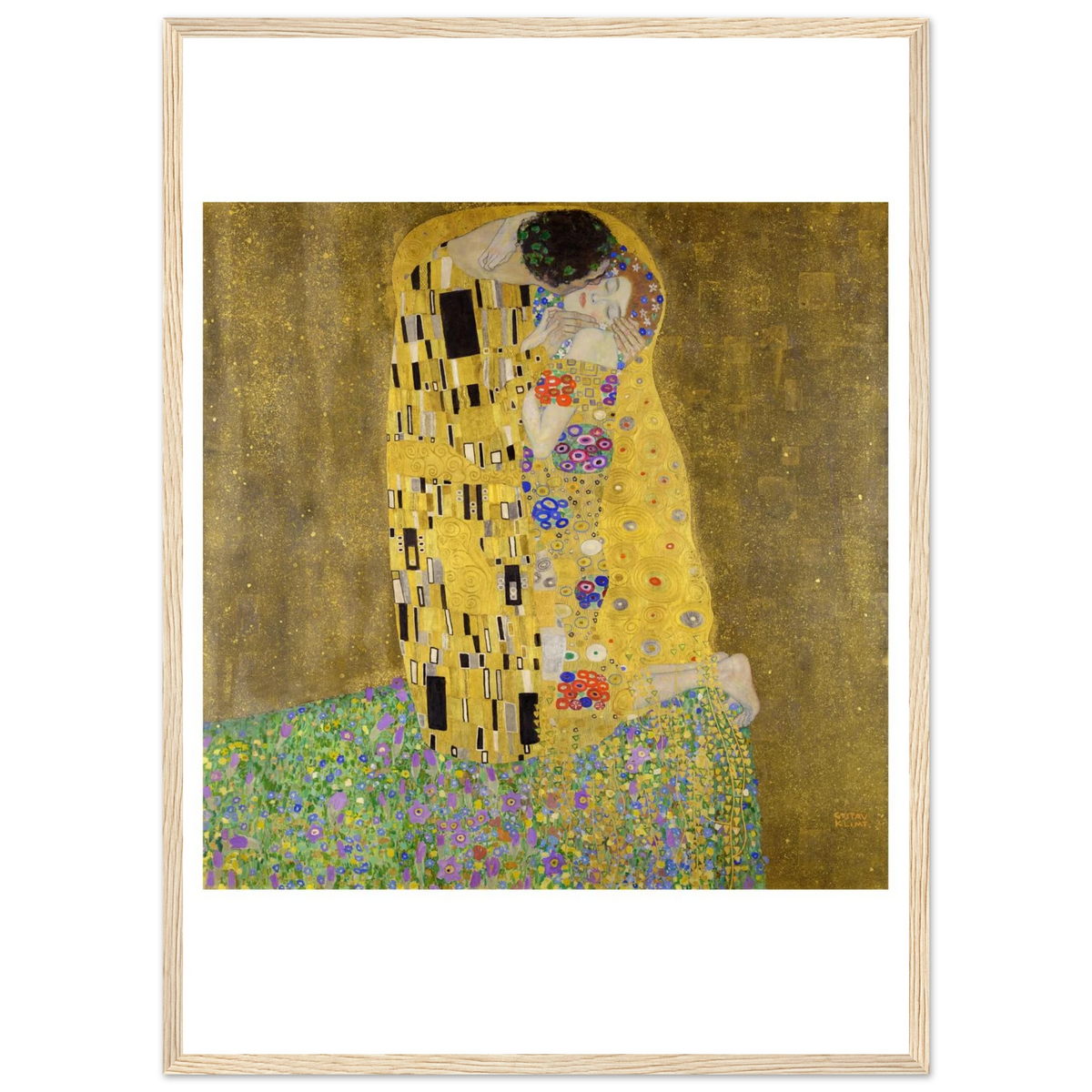 Tableau Le Baiser — Gustav Klimt, tirage cadre bois | INKONAL