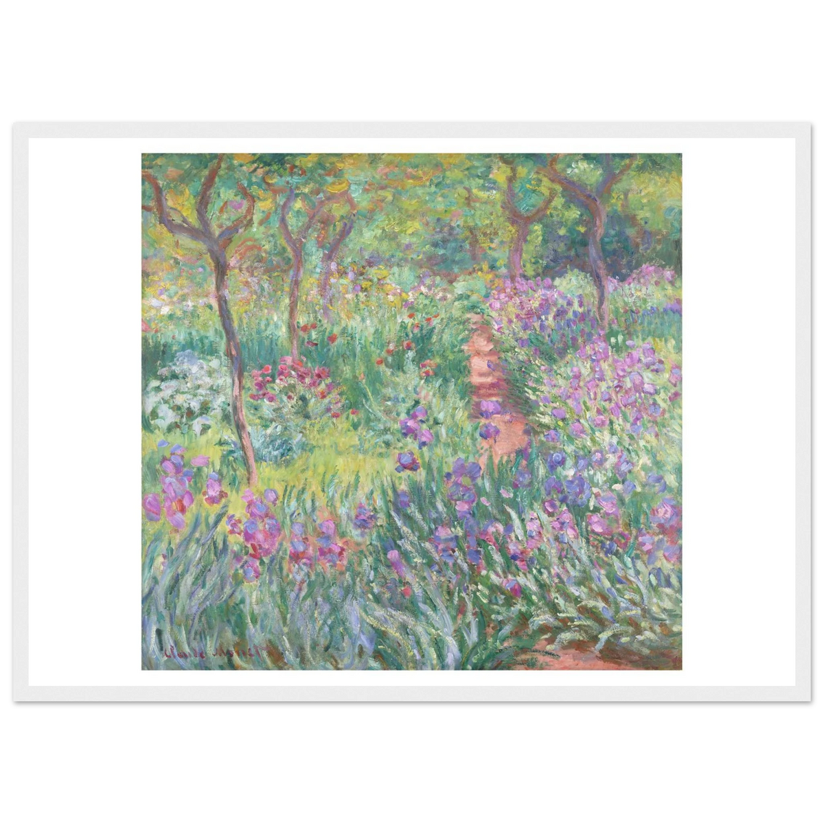 Tableau Le Jardin de l'artiste à Giverny — Claude Monet, tirage cadre blanc | INKONAL