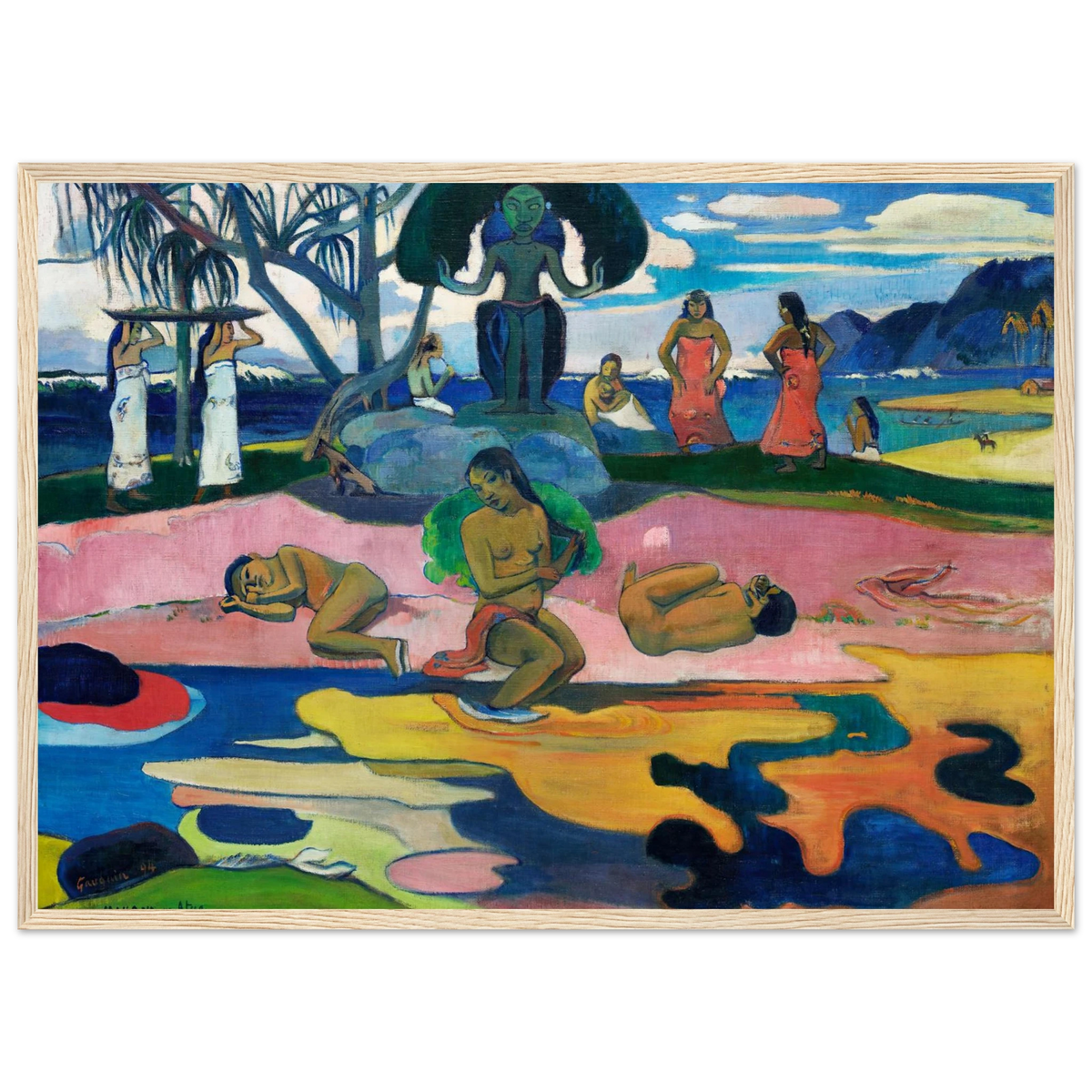 Tableau Le Jour du dieu — Paul Gauguin, tirage cadre bois | INKONAL