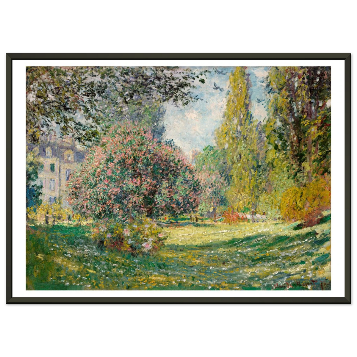 Tableau Le Parc Monceau — Claude Monet, tirage cadre noir | INKONAL