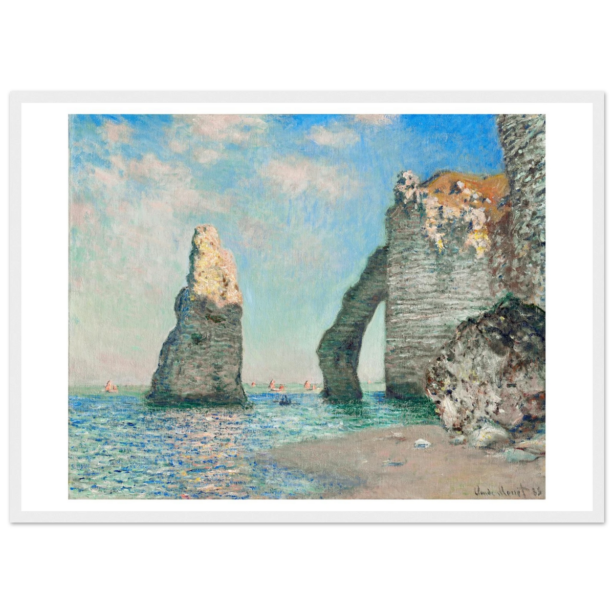 Tableau Les Falaises d'Étretat — Claude Monet, tirage cadre blanc | INKONAL