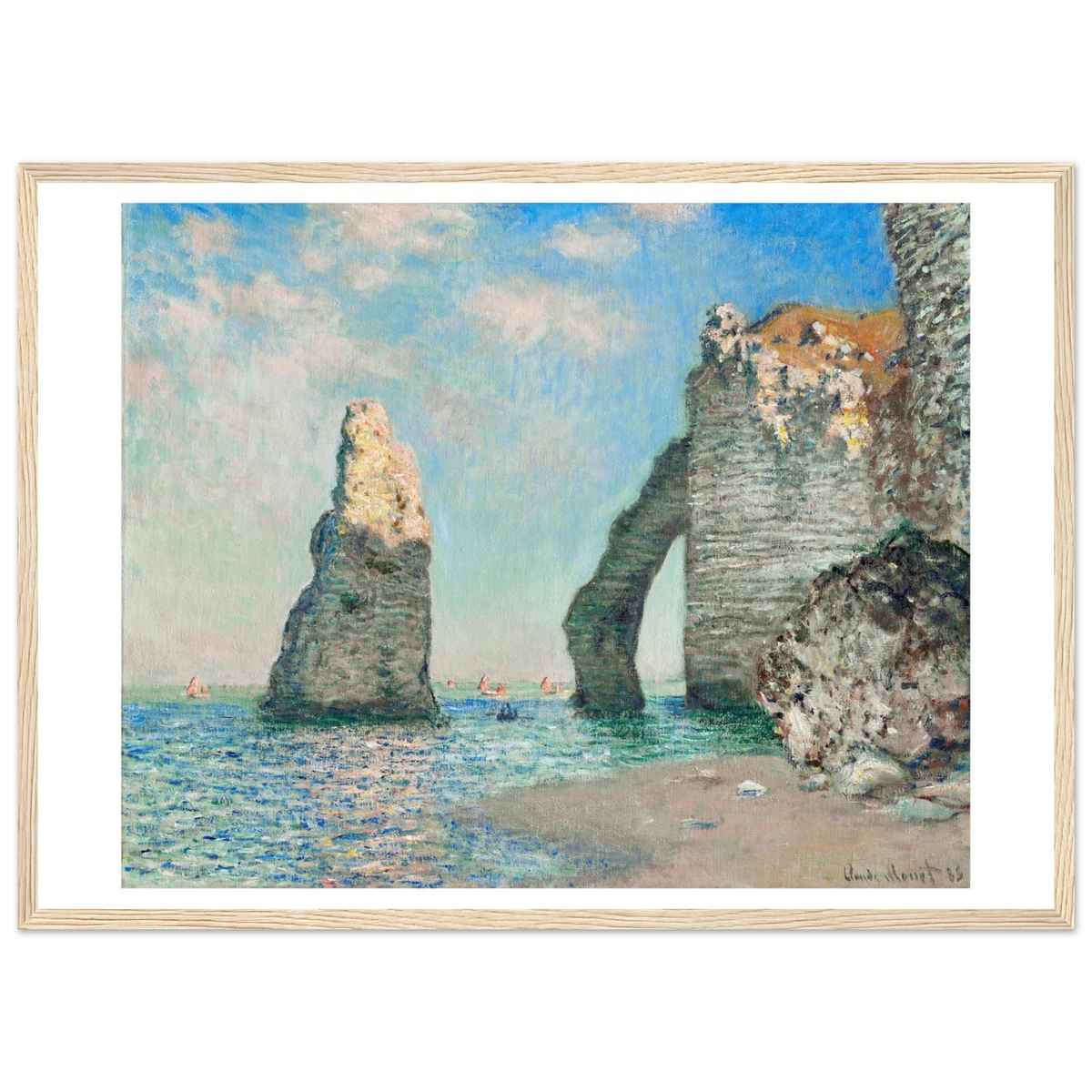 Tableau Les Falaises d'Étretat — Claude Monet, tirage cadre bois | INKONAL