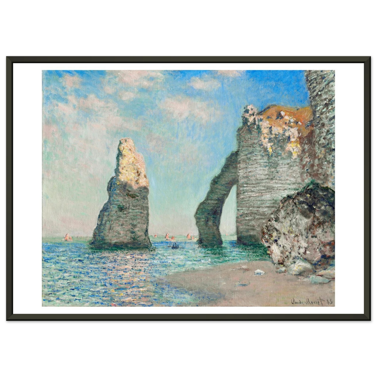 Tableau Les Falaises d'Étretat — Claude Monet, tirage cadre noir | INKONAL