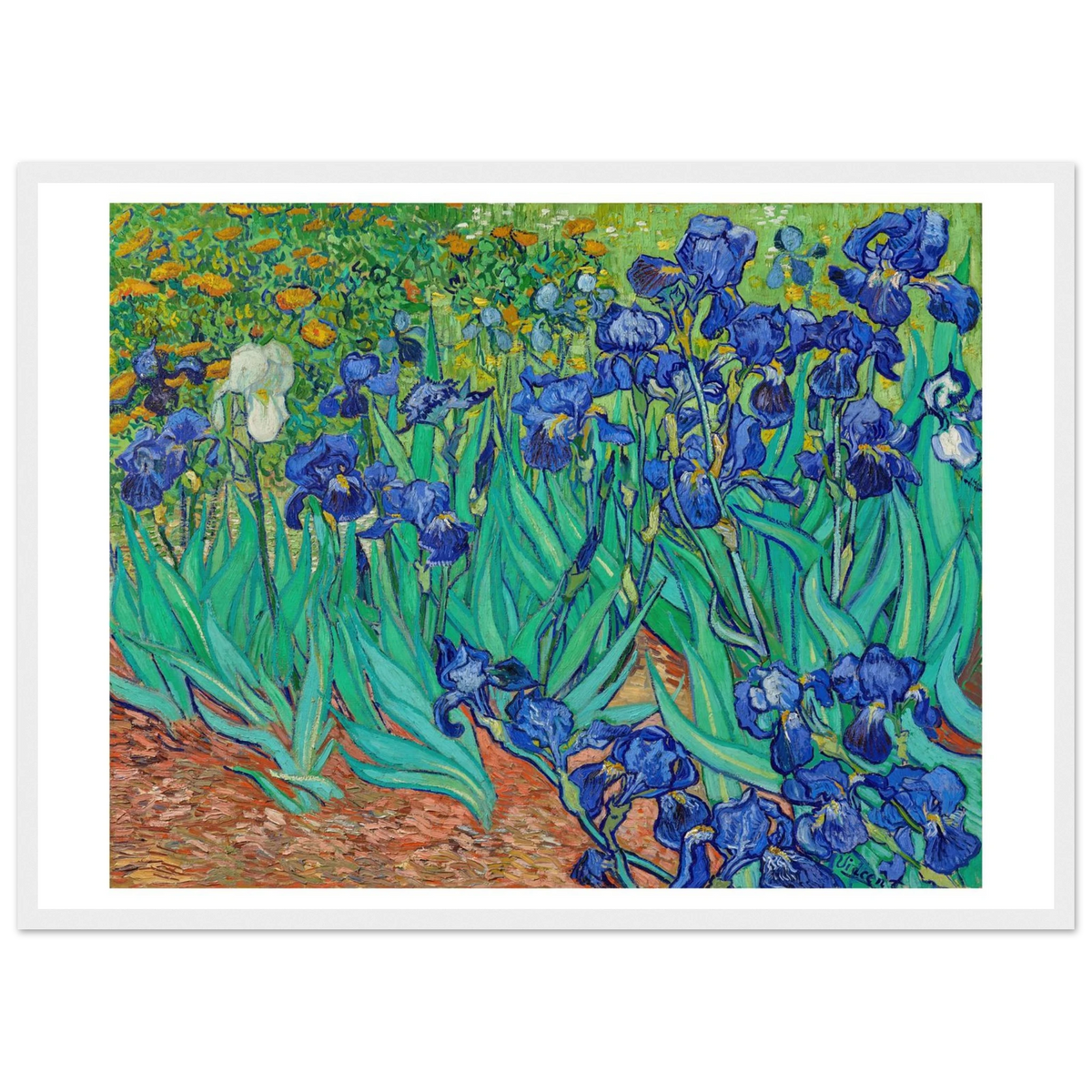 Tableau Les Iris — Vincent van Gogh, tirage cadre blanc | INKONAL