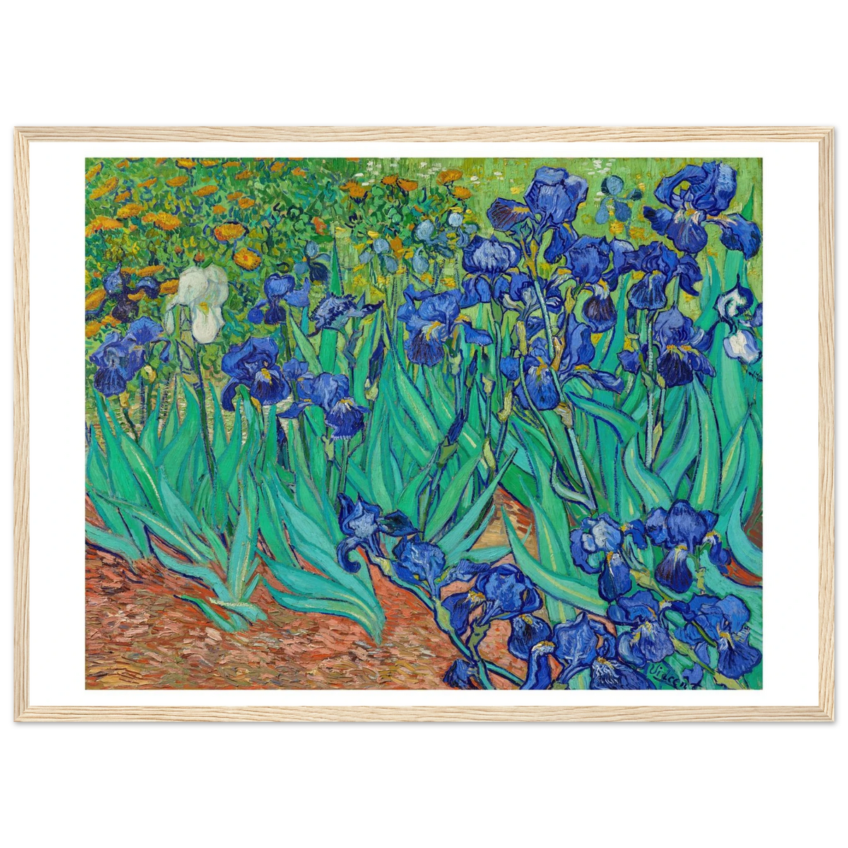 Tableau Les Iris — Vincent van Gogh, tirage cadre bois | INKONAL