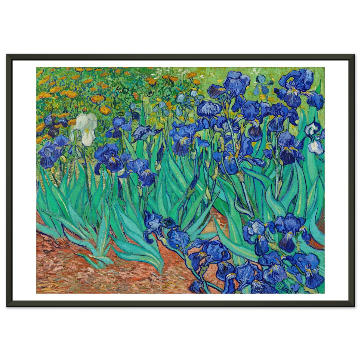 Tableau Les Iris — Vincent van Gogh, tirage cadre noir | INKONAL