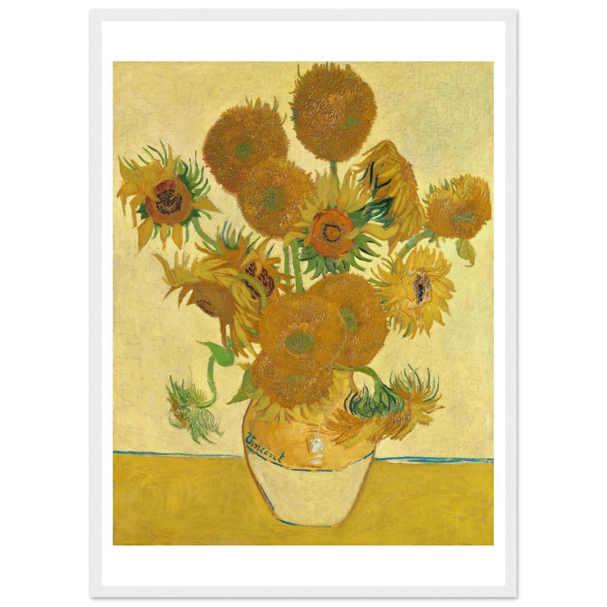 Tableau Les Tournesols — Vincent van Gogh, tirage cadre blanc | INKONAL