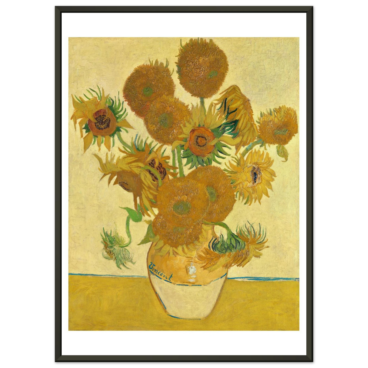 Tableau Les Tournesols — Vincent van Gogh, tirage cadre noir | INKONAL