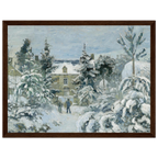 Tableau La Maison de Piette à Montfoucault — Camille Pissarro, tirage cadre bois foncé | INKONAL
