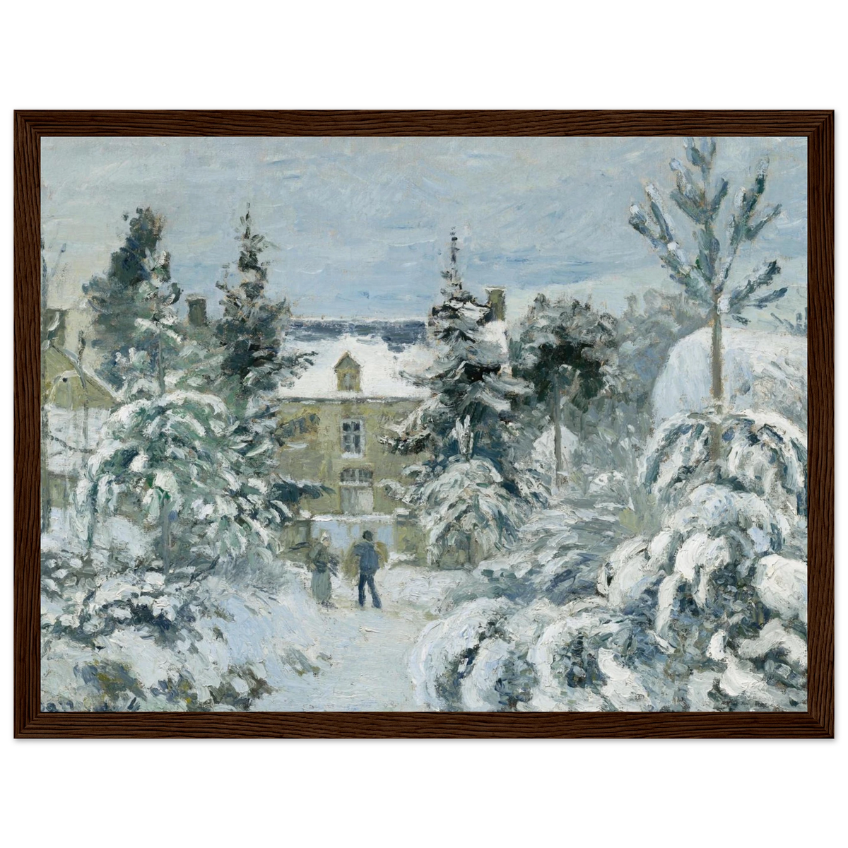Tableau La Maison de Piette à Montfoucault — Camille Pissarro, tirage cadre bois foncé | INKONAL