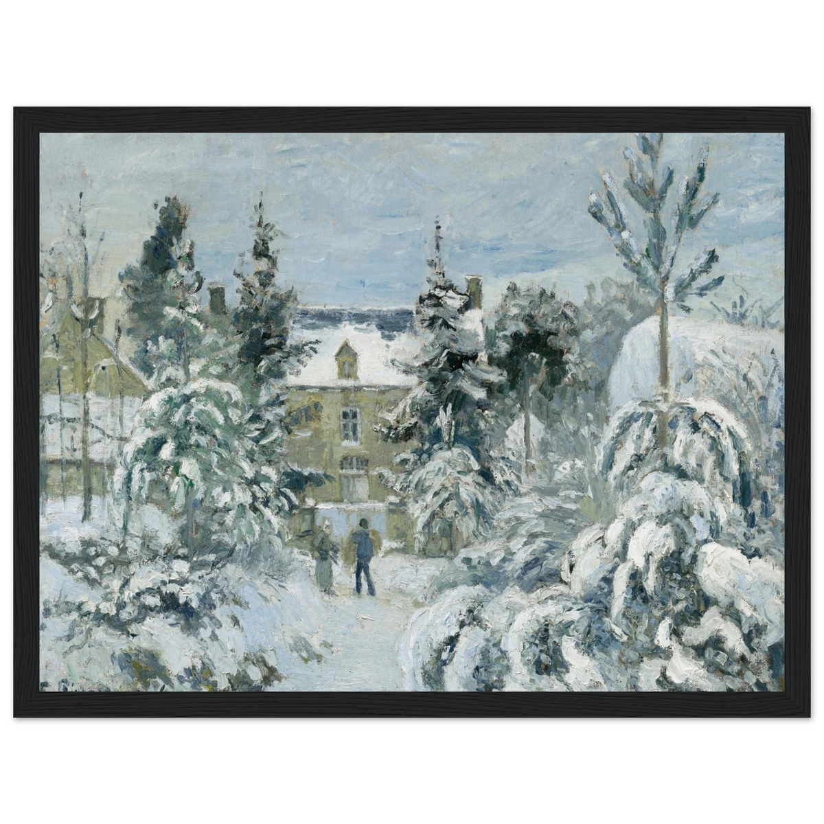 Tableau La Maison de Piette à Montfoucault — Camille Pissarro, tirage cadre noir | INKONAL