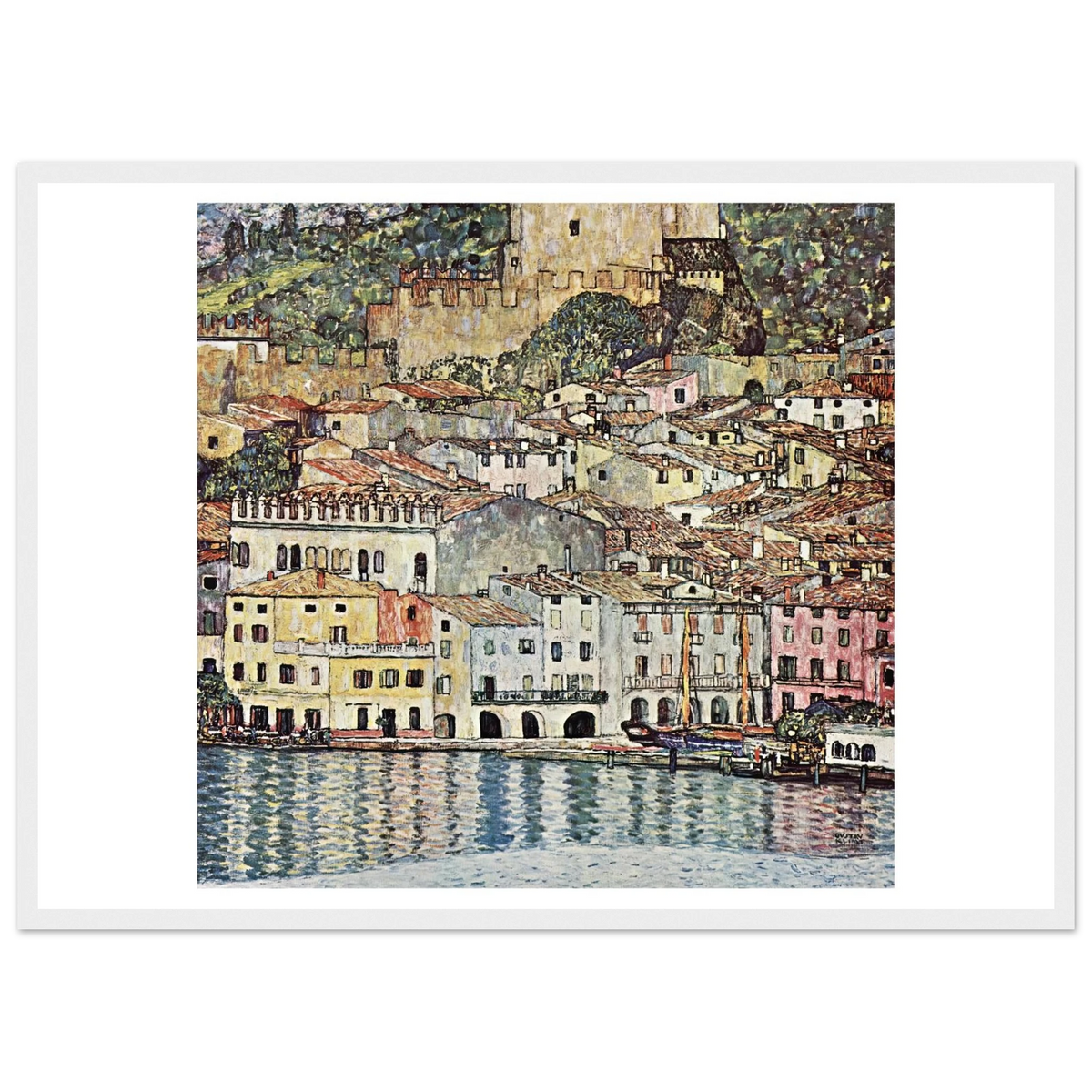 Tableau Malcesine sur le lac de Garde — Gustav Klimt, tirage encadré cadre blanc | INKONAL