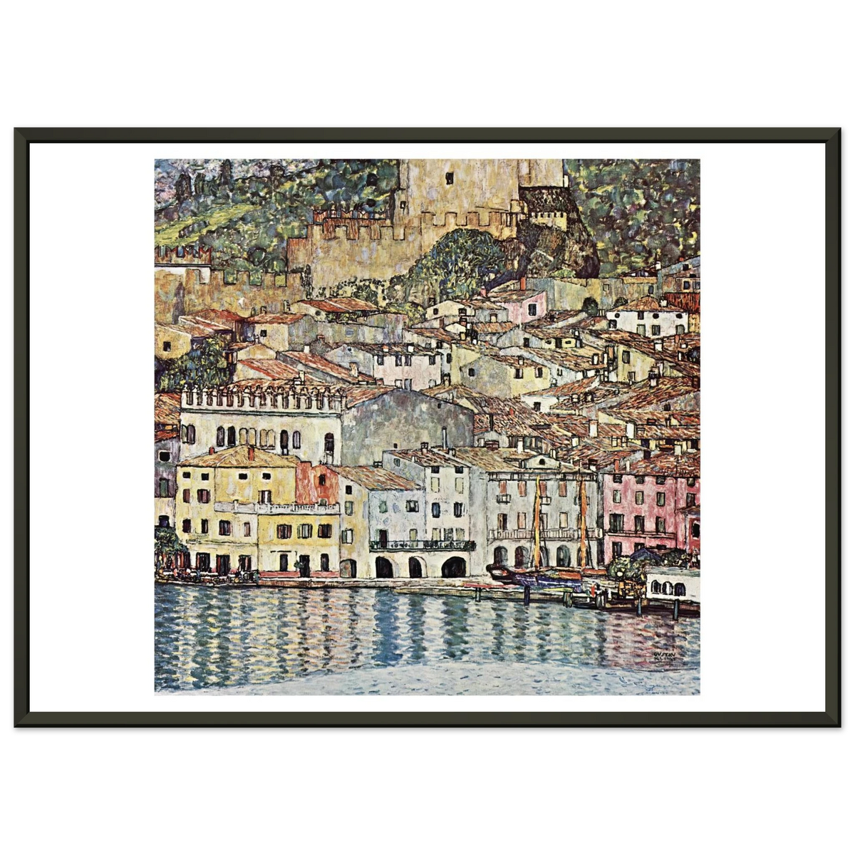 Tableau Malcesine sur le lac de Garde — Gustav Klimt, tirage encadré cadre noir | INKONAL
