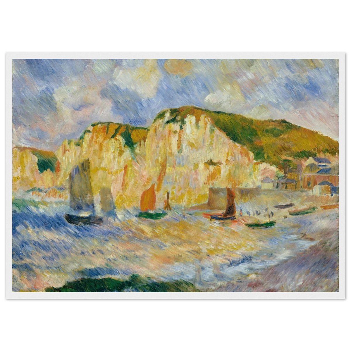 Tableau Mer et falaises — Pierre-Auguste Renoir, tirage cadre blanc | INKONAL