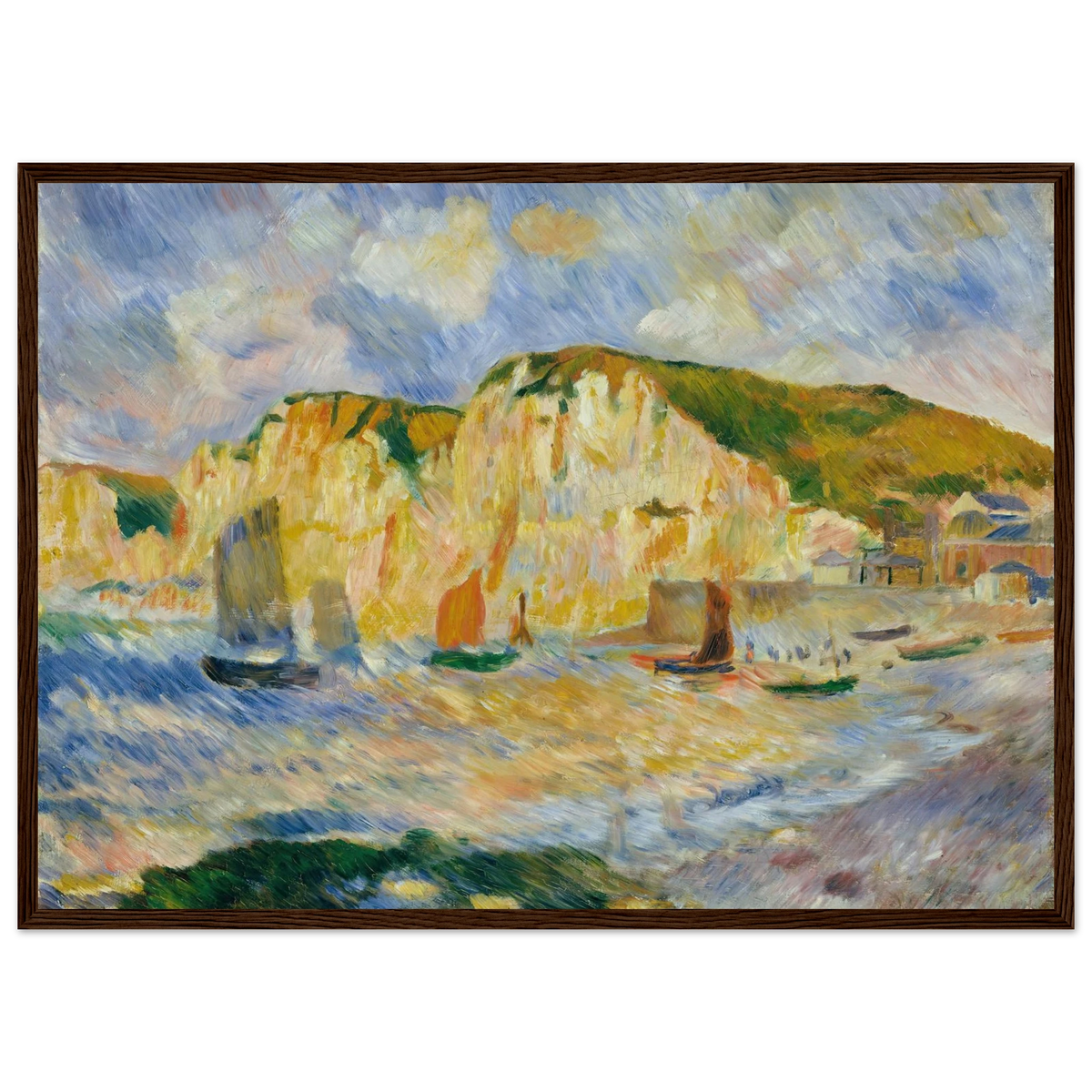 Tableau Mer et falaises — Pierre-Auguste Renoir, tirage cadre bois foncé | INKONAL