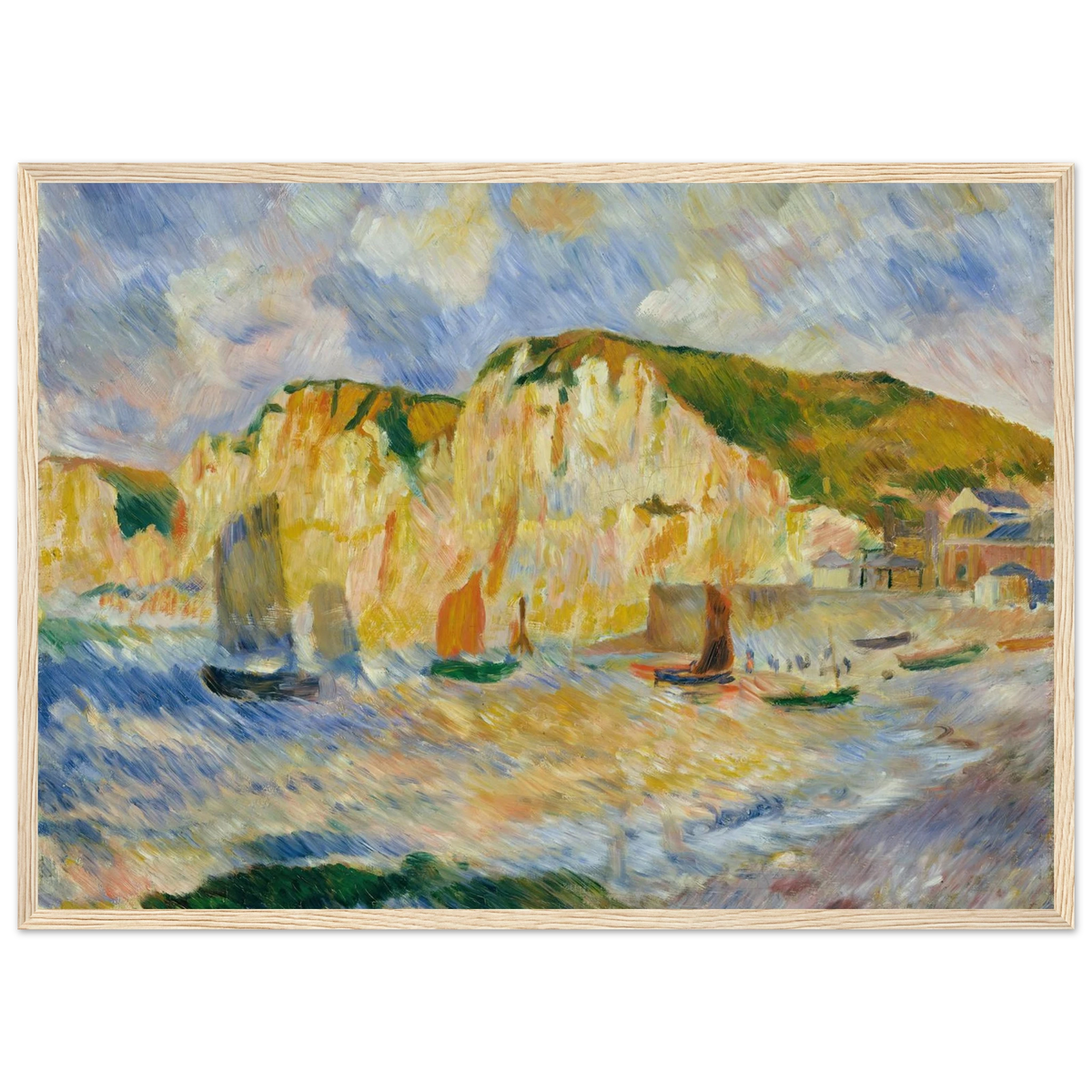 Tableau Mer et falaises — Pierre-Auguste Renoir, tirage cadre bois | INKONAL