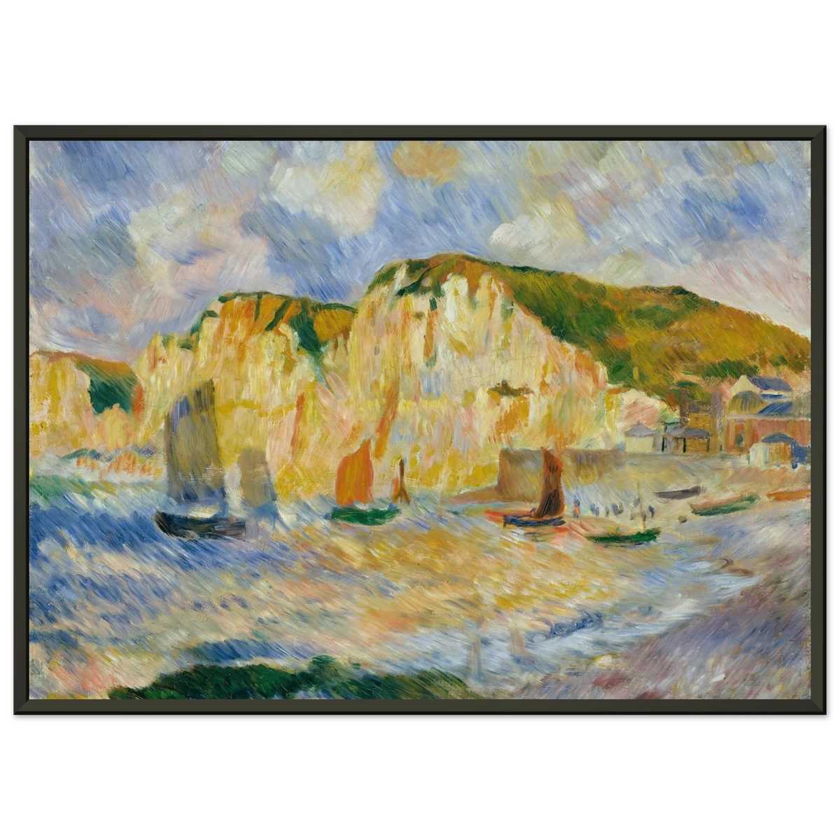 Tableau Mer et falaises — Pierre-Auguste Renoir, tirage cadre noir | INKONAL