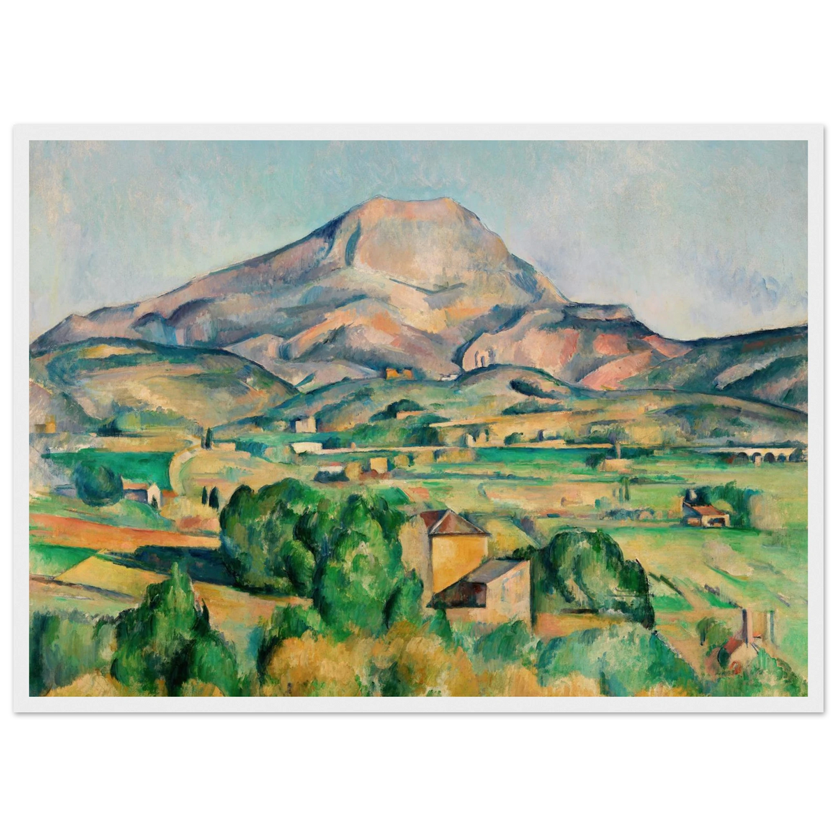Tableau La Montagne Sainte-Victoire et le viaduc de la vallée de l'Arc — Paul Cézanne, tirage cadre blanc | INKONAL
