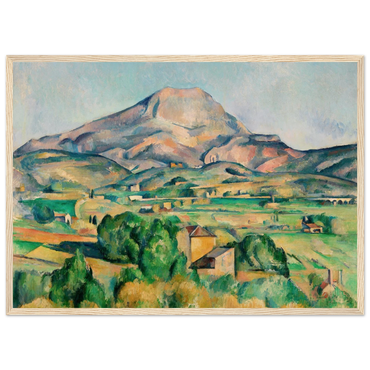 Tableau La Montagne Sainte-Victoire et le viaduc de la vallée de l'Arc — Paul Cézanne, tirage cadre bois | INKONAL