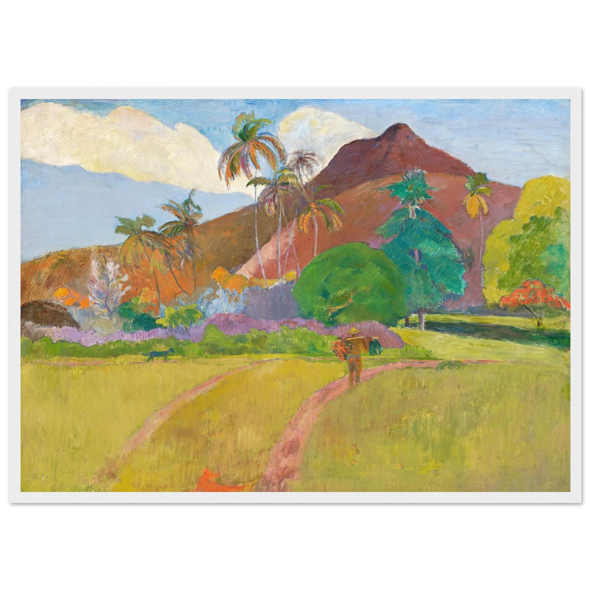 Tableau Montagnes tahitiennes — Paul Gauguin, tirage cadre blanc | INKONAL