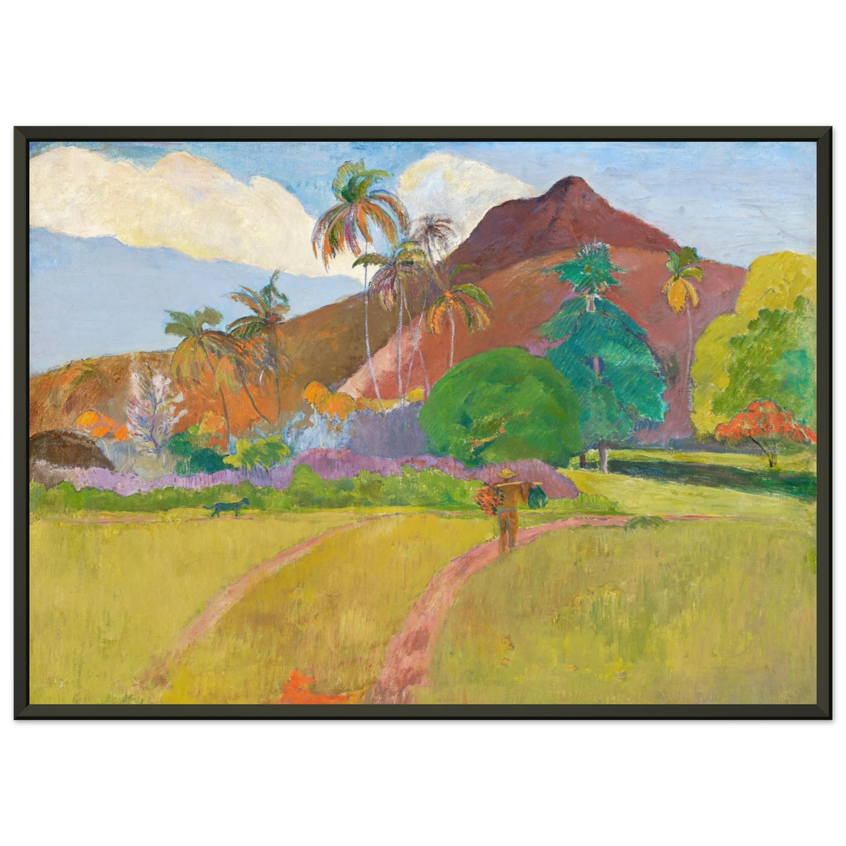 Tableau Montagnes tahitiennes — Paul Gauguin, tirage cadre noir | INKONAL