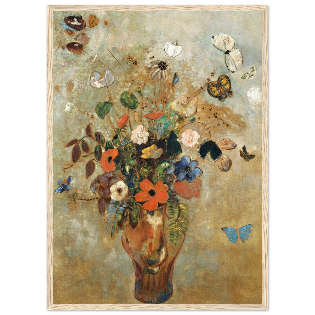 Tableau Nature morte aux fleurs — Odilon Redon, tirage encadré cadre bois | INKONAL