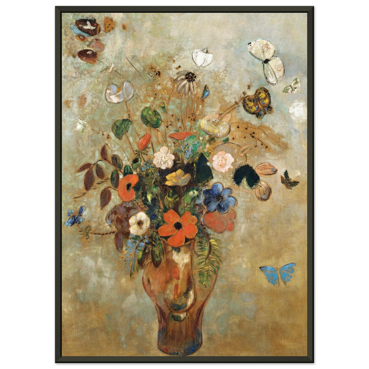 Tableau Nature morte aux fleurs — Odilon Redon, tirage encadré cadre noir | INKONAL