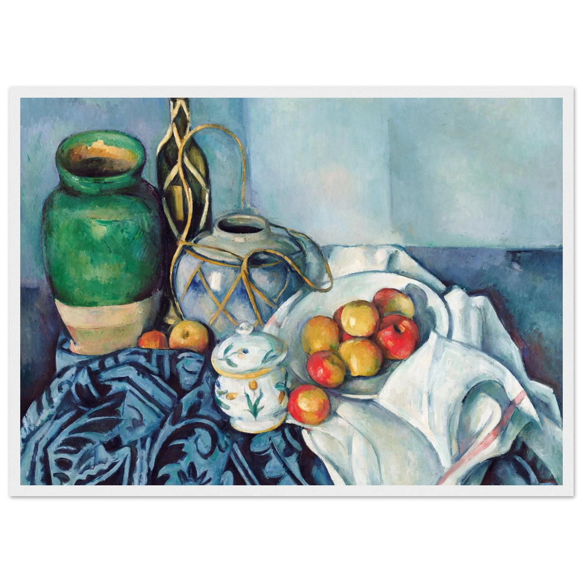 Tableau Nature morte aux pommes — Paul Cézanne, tirage cadre blanc | INKONAL