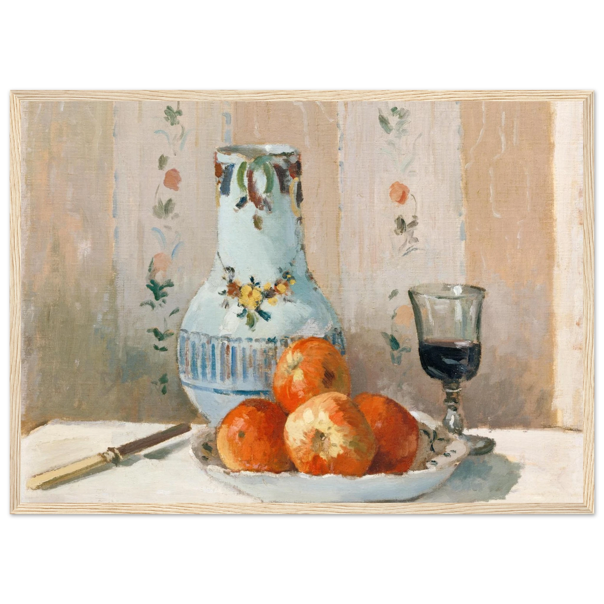 Tableau Nature morte, cruche et pommes — Camille Pissarro, tirage cadre bois | INKONAL