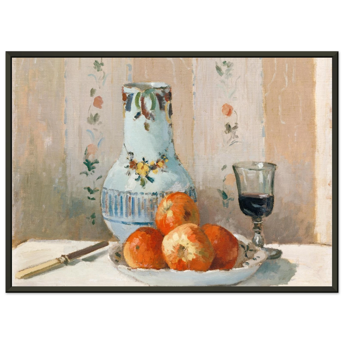 Tableau Nature morte, cruche et pommes — Camille Pissarro, tirage cadre noir | INKONAL
