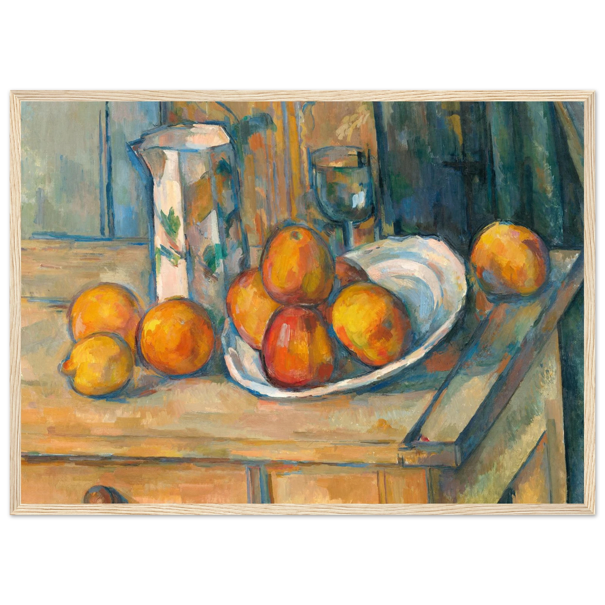 Tableau Nature morte, pot au lait et fruits — Paul Cézanne, tirage cadre bois | INKONAL