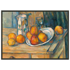 Tableau Nature morte, pot au lait et fruits — Paul Cézanne, tirage cadre noir | INKONAL