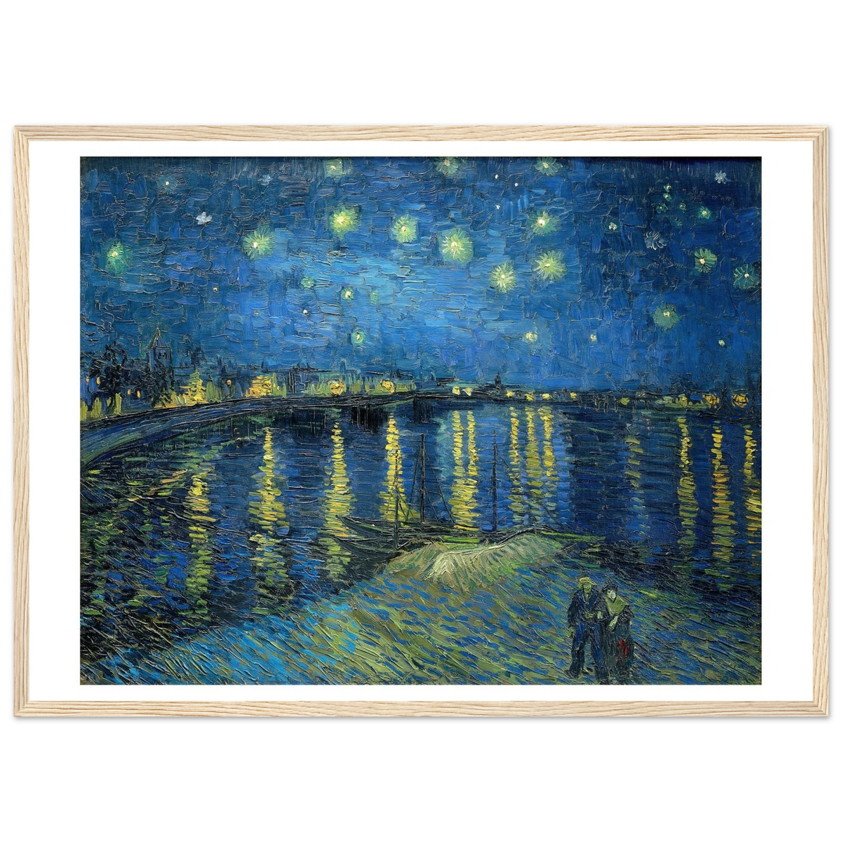 Tableau Nuit étoilée sur le Rhône — Vincent van Gogh, tirage cadre bois | INKONAL