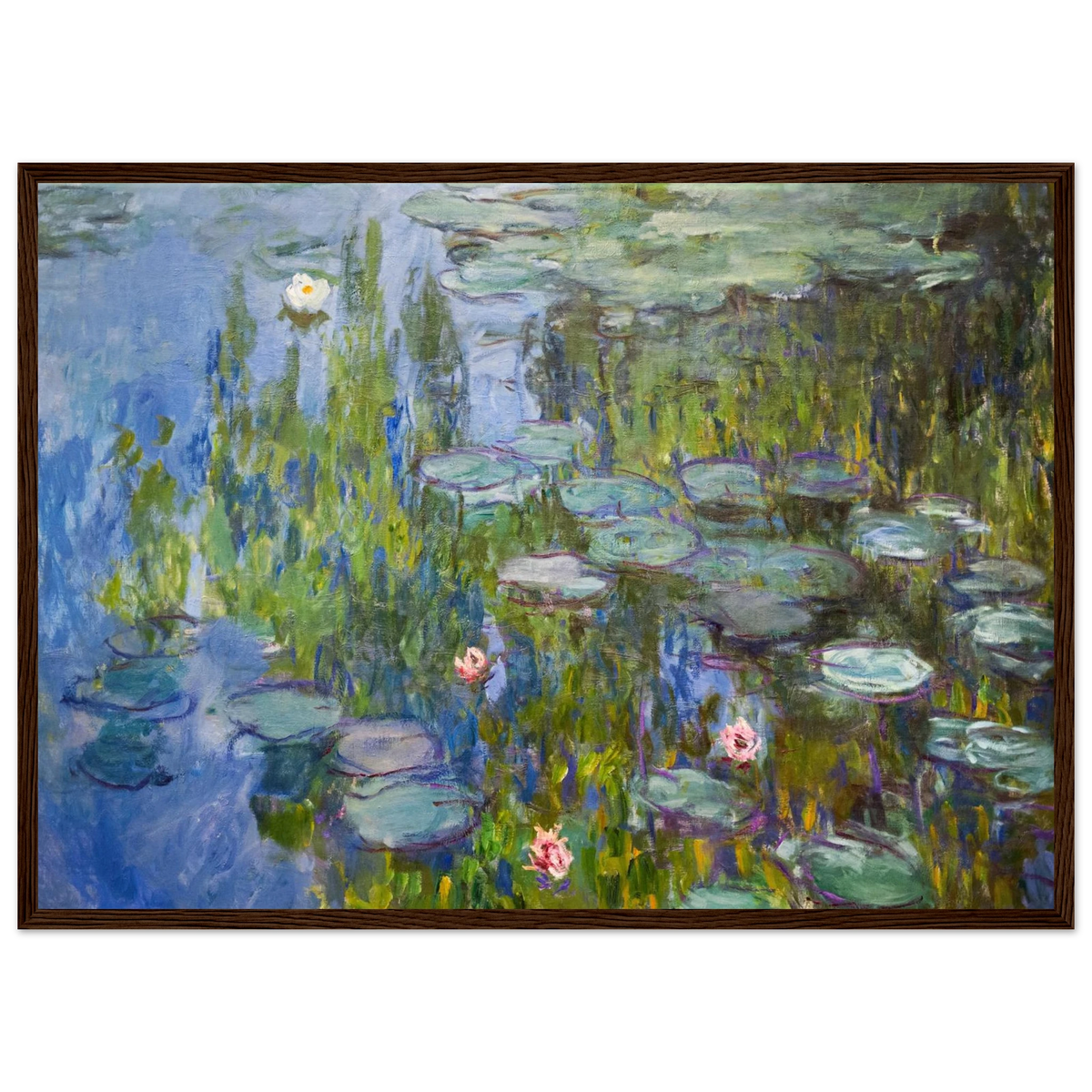 Tableau Nymphéas, 1915 — Claude Monet, tirage cadre bois foncé | INKONAL
