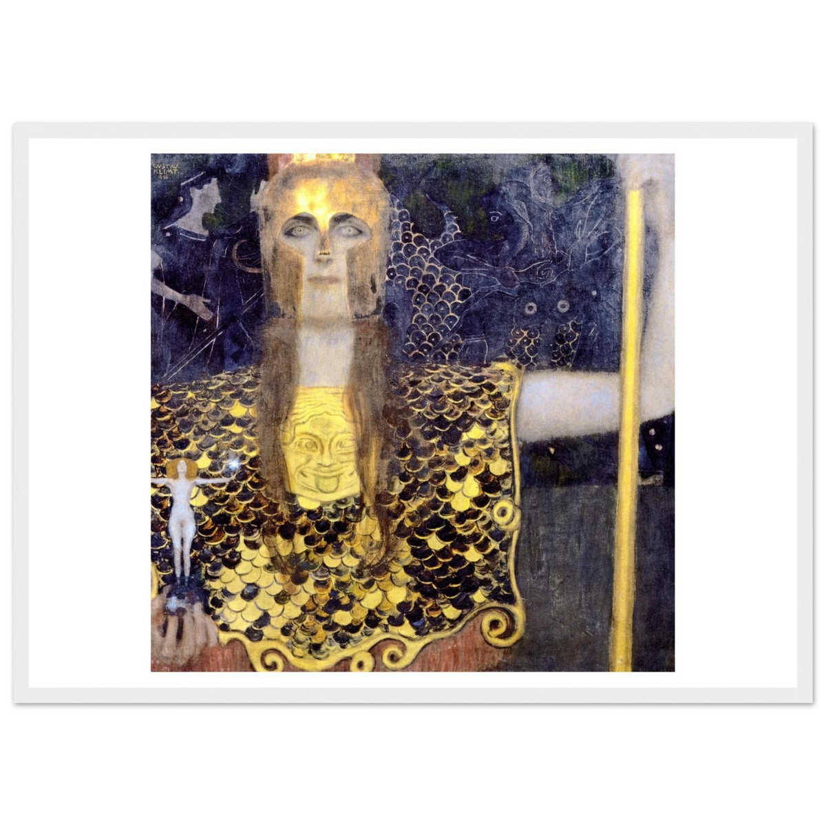 Tableau Pallas Athéna — Gustav Klimt, tirage encadré cadre blanc | INKONAL