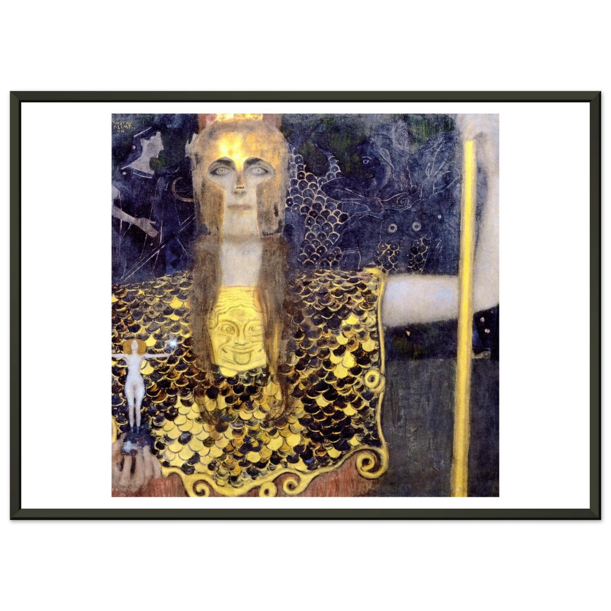 Tableau Pallas Athéna — Gustav Klimt, tirage encadré cadre noir | INKONAL