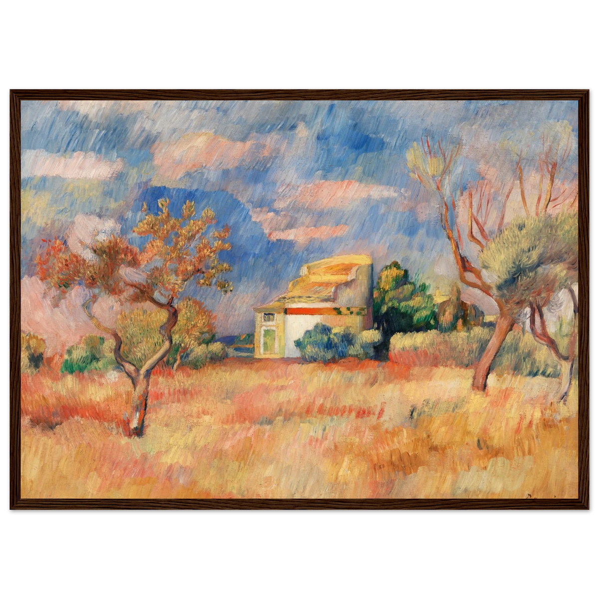 Tableau Paysage de Cagnes — Pierre-Auguste Renoir, tirage cadre bois foncé | INKONAL