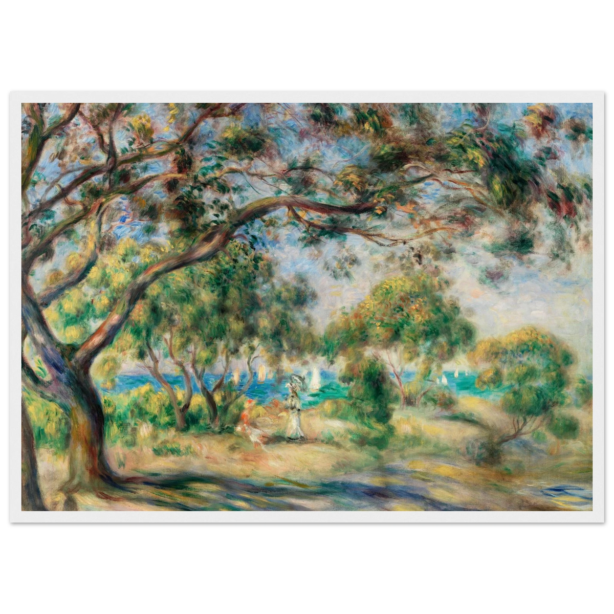 Tableau Paysage avec figures, environs de Cagnes — Pierre-Auguste Renoir, tirage cadre blanc | INKONAL