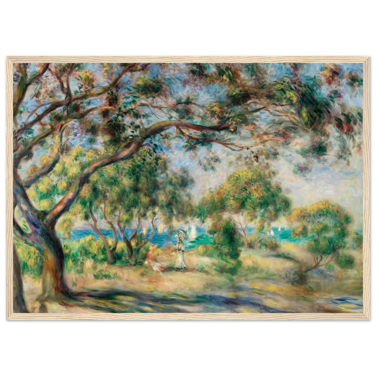 Tableau Paysage avec figures, environs de Cagnes — Pierre-Auguste Renoir, tirage cadre bois | INKONAL
