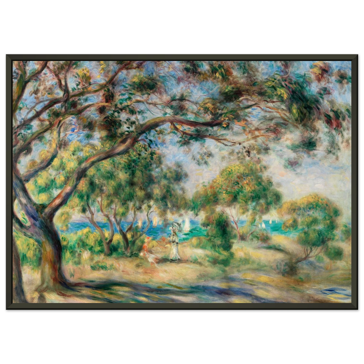 Tableau Paysage avec figures, environs de Cagnes — Pierre-Auguste Renoir, tirage cadre noir | INKONAL