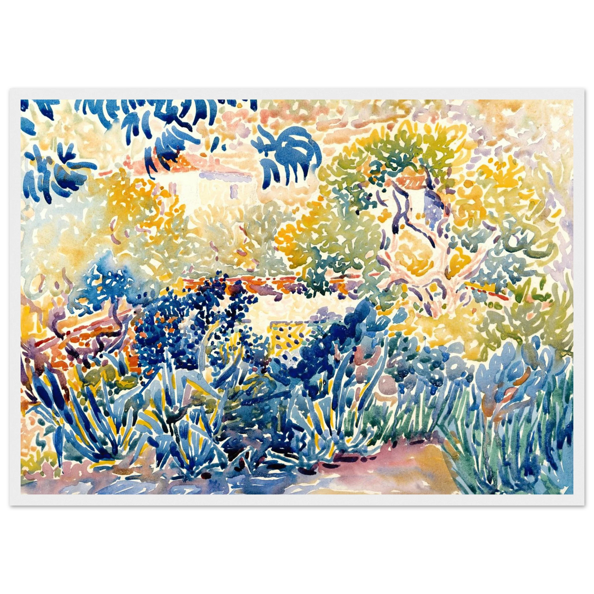 Tableau Le Jardin de l'artiste à Saint-Clair — Henri-Edmond Cross, tirage cadre blanc | INKONAL