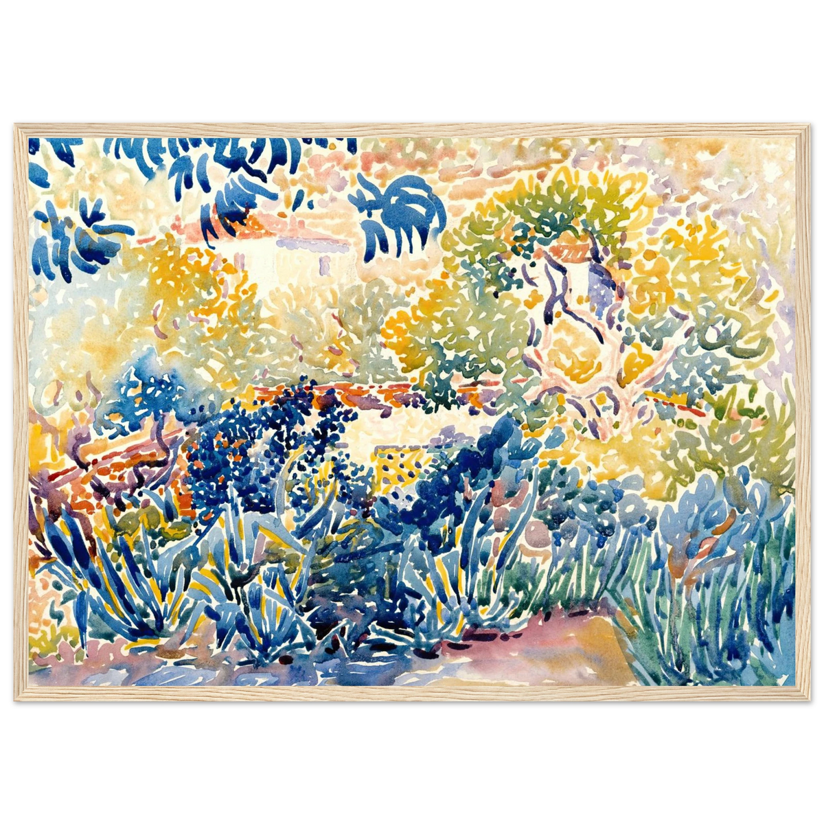 Tableau Le Jardin de l'artiste à Saint-Clair — Henri-Edmond Cross, tirage cadre bois | INKONAL