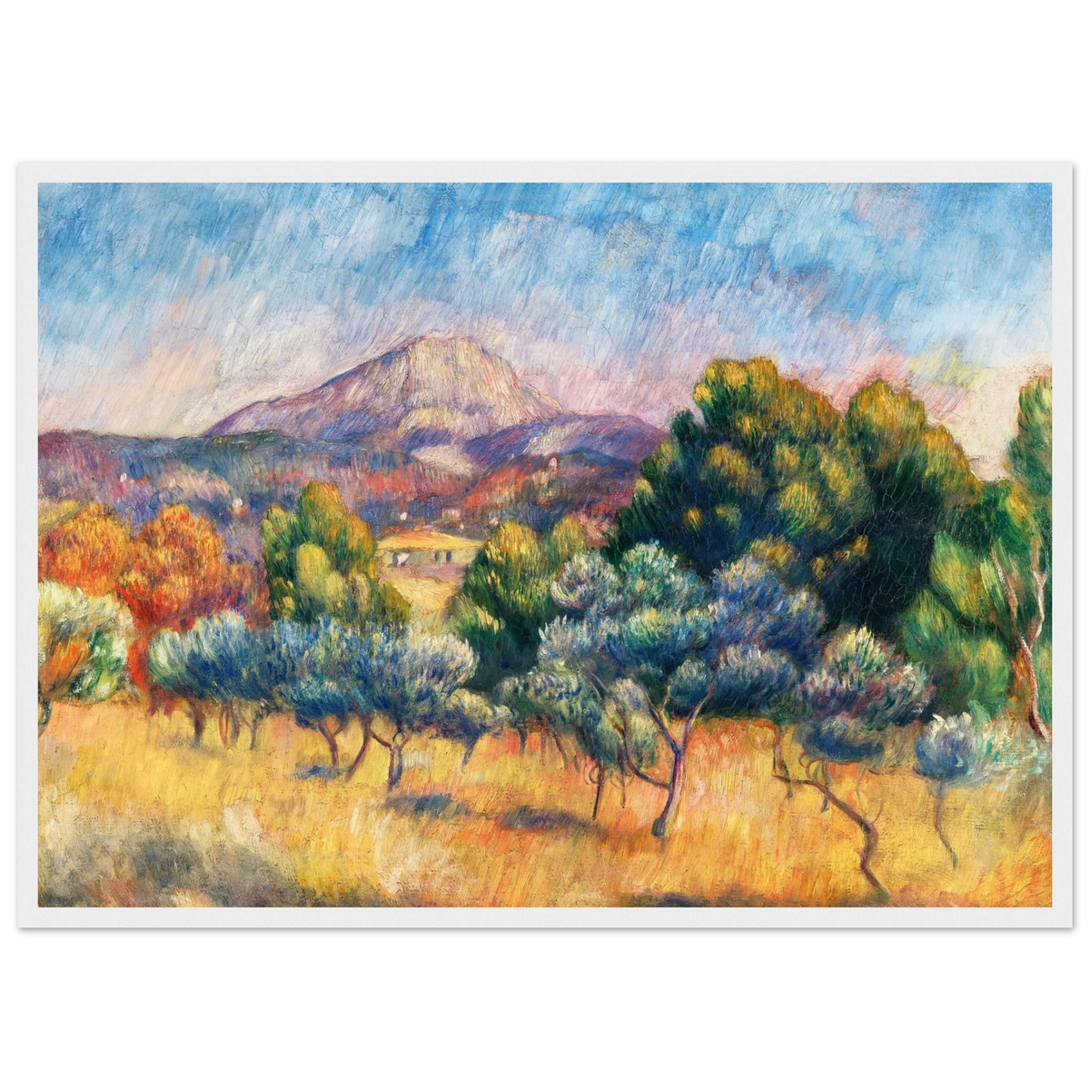 Tableau Paysage aux oliviers, environs de Cagnes — Pierre-Auguste Renoir, tirage cadre blanc | INKONAL